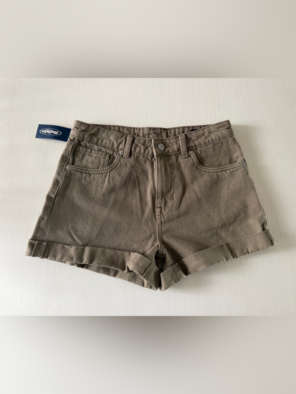 Buffalo David Bitton Taupe Rolled-Hem Denim Shorts
